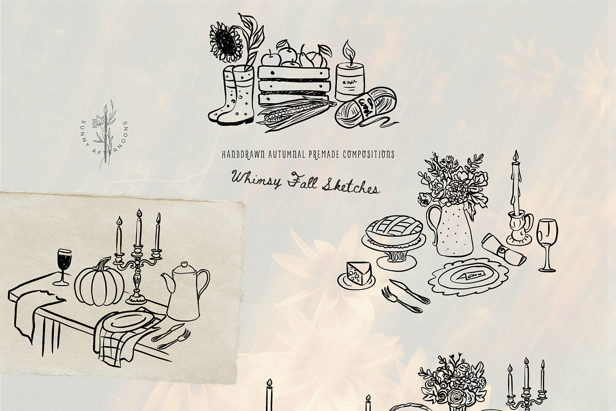 Whimsy Fall Handdrawn Autumnal Icons, a Decorative Illustration by SunnyAfternoons (Photo 9 of 11)