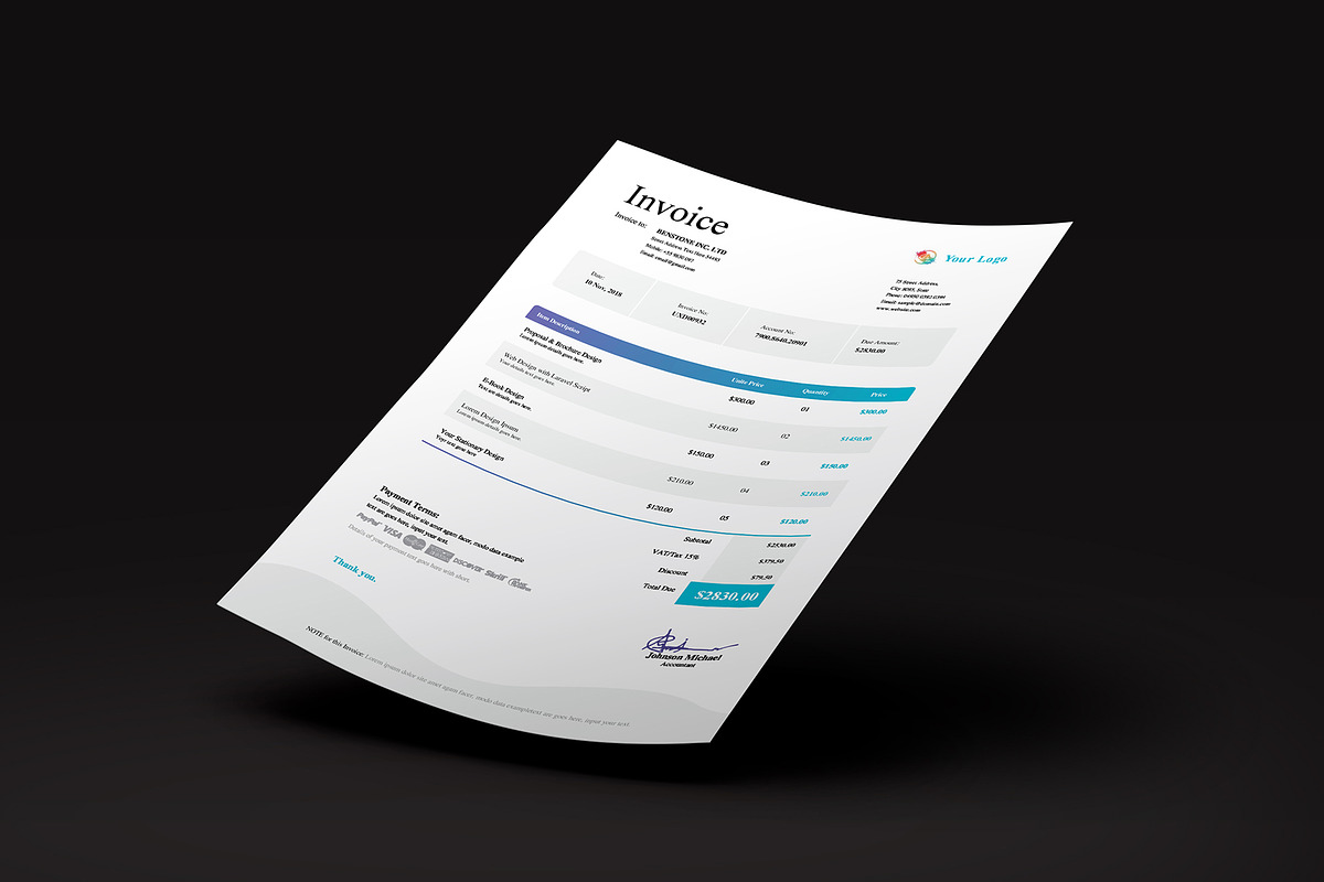 Ms Word Invoice Template, a Stationery Template by GreenPixi (Photo 4 of 4)