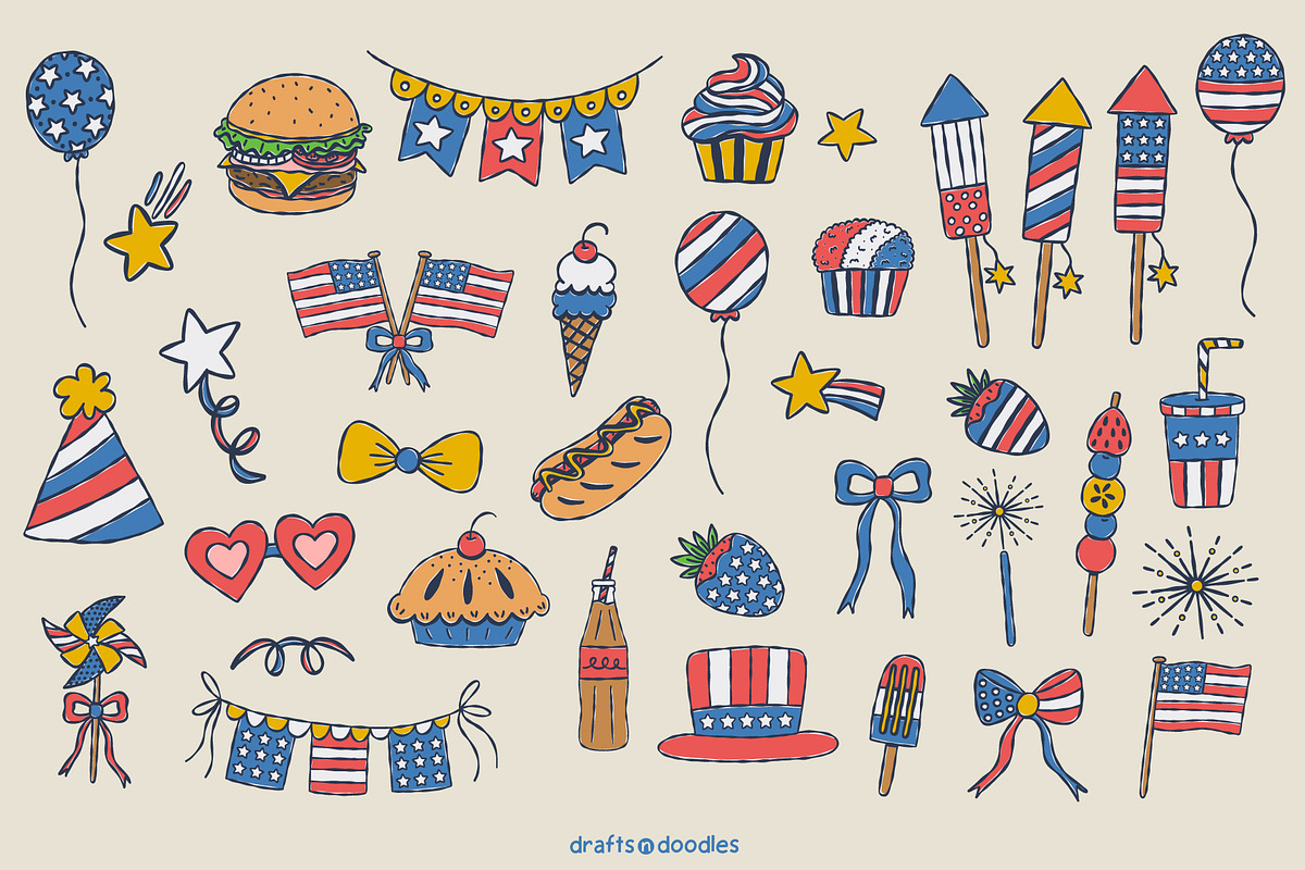 4th of July Preppy Patriotic Bundle, an Object Illustration by Drafts n Doodles (Photo 3 of 14)