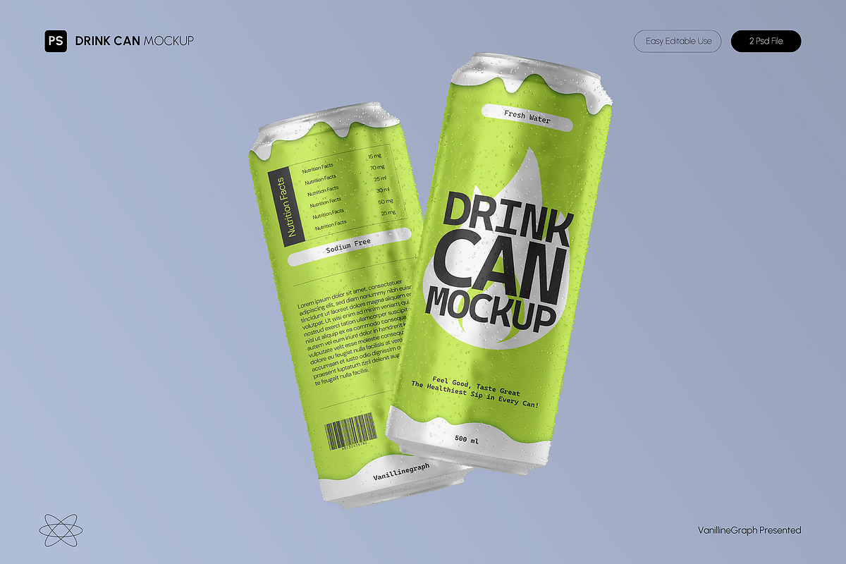 Drink Can Mockup, a Cups & Container Mockup by VanillineGraph (Photo 1 of 3)