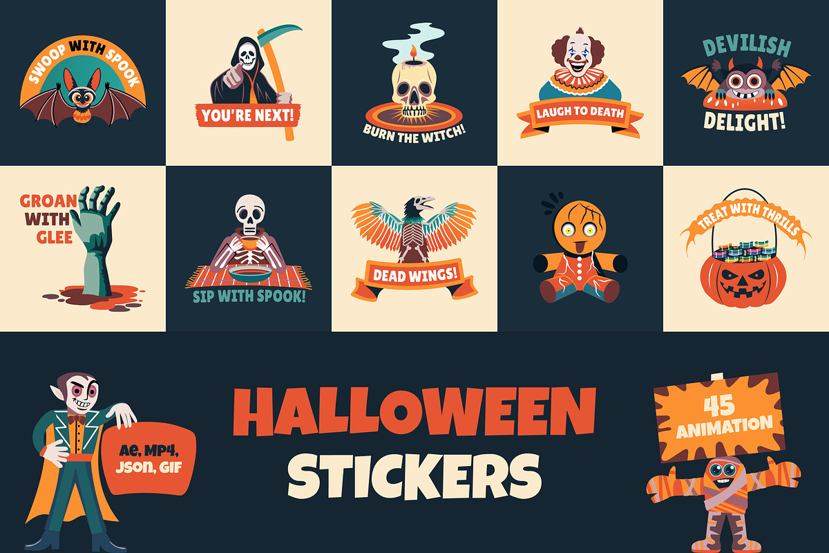 Animated Halloween Stickers Set, an Emoji Icon by Brickclay (Photo 1 of 4)