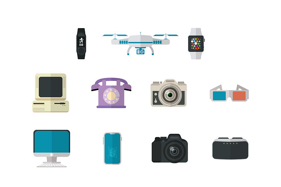 Modern & Retro Tech Icons Set preview 2