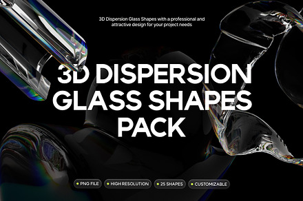 Dispersion 3D Glass Shapes Pack, an Object Graphic by Illustrava
