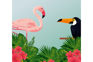 Tropical Toucan And Flamish With