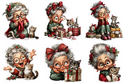 Christmas Grandma and Cat PNG, an Illustration by Craft Nest (Thumbnail 6 of 9)