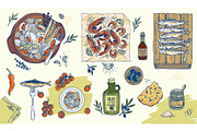 Hand drawn mediterranean seafood, a Food Illustration by Zimages (Thumbnail 1 of 3)