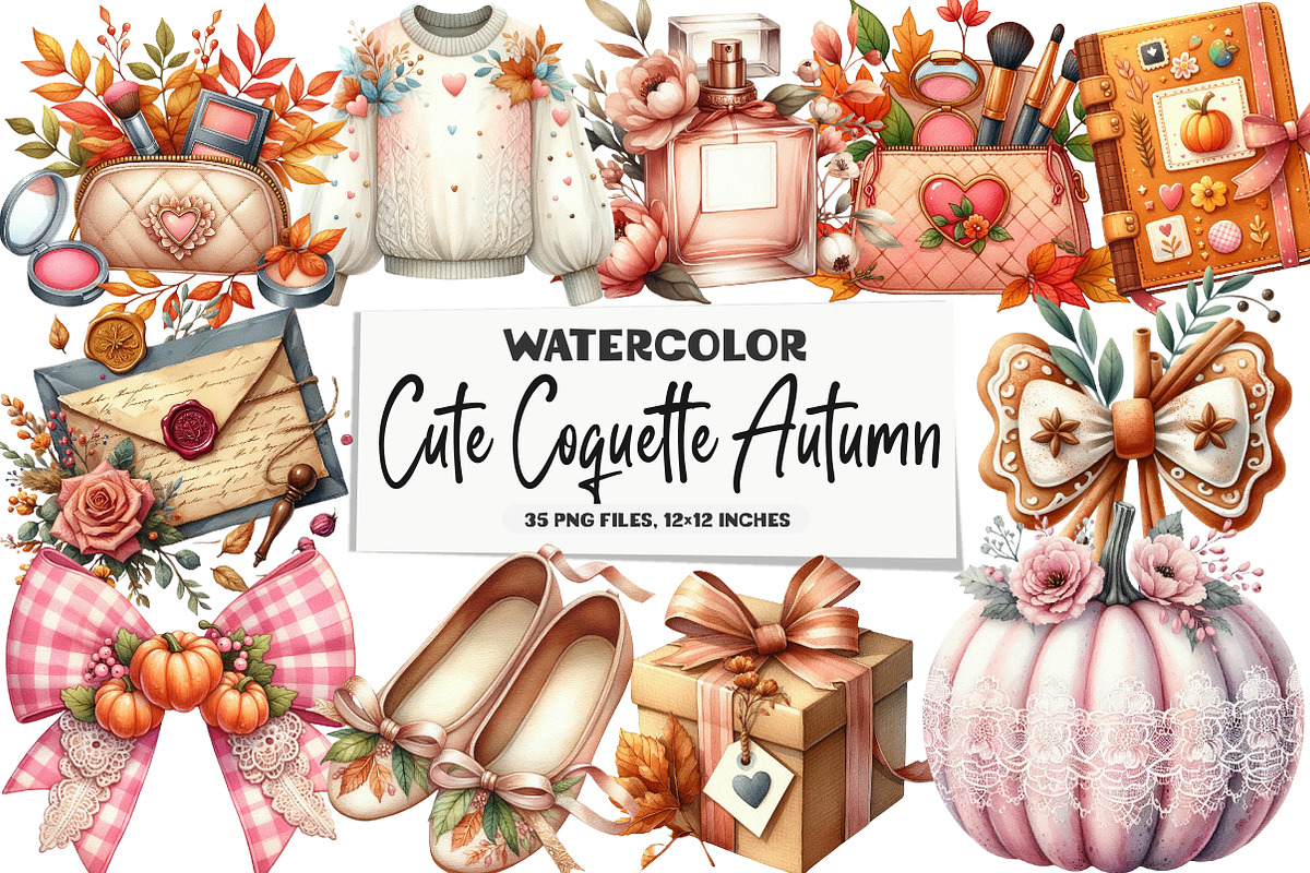 Cute Coquette Autumn Clipart, an Illustration by DreamArtGraphic (Photo 1 of 5)
