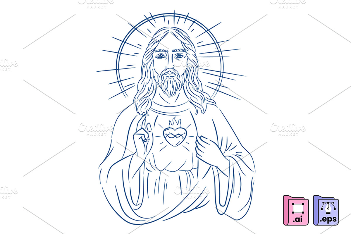 Hand Drawn Jesus Christ Line Art, a Person Illustration by MISS CHATZ (Photo 3 of 3)