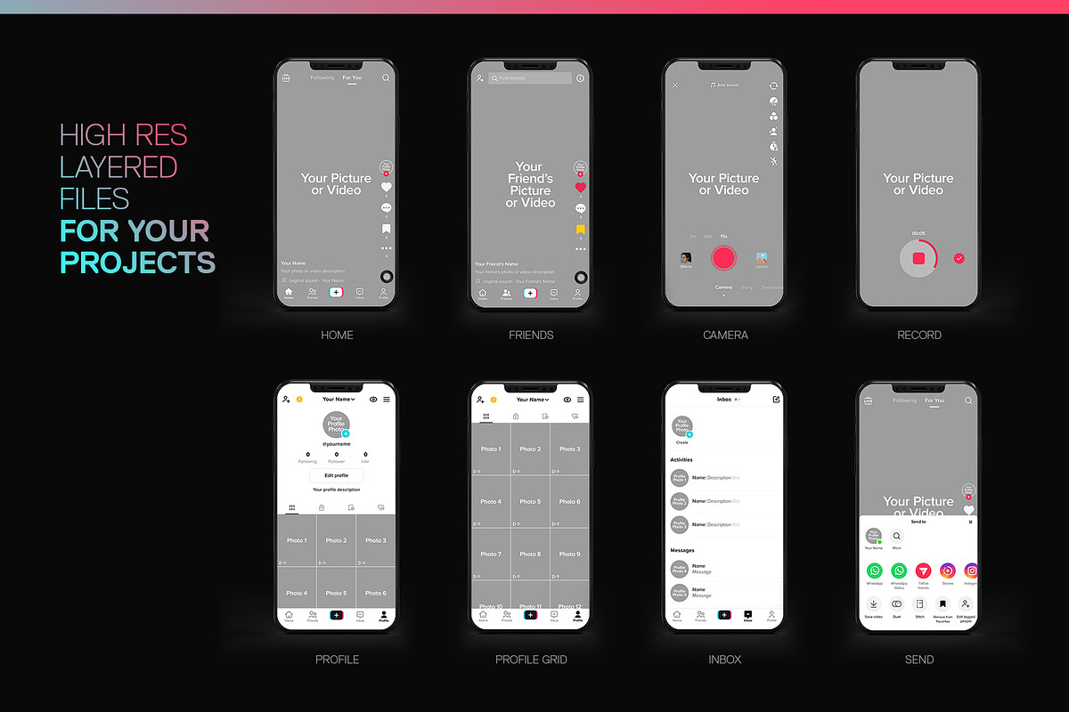 TikTok Smartphone Mockup, a Templates & Theme by MDG (Photo 3 of 7)