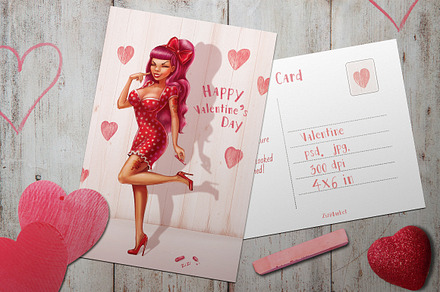 Valentune Pin-up Girl Card, a Card Template by ZiziMarket