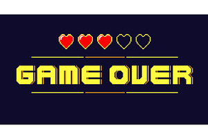 Pixel text with red heart on dark, a Technology Illustration by Vectorbuum