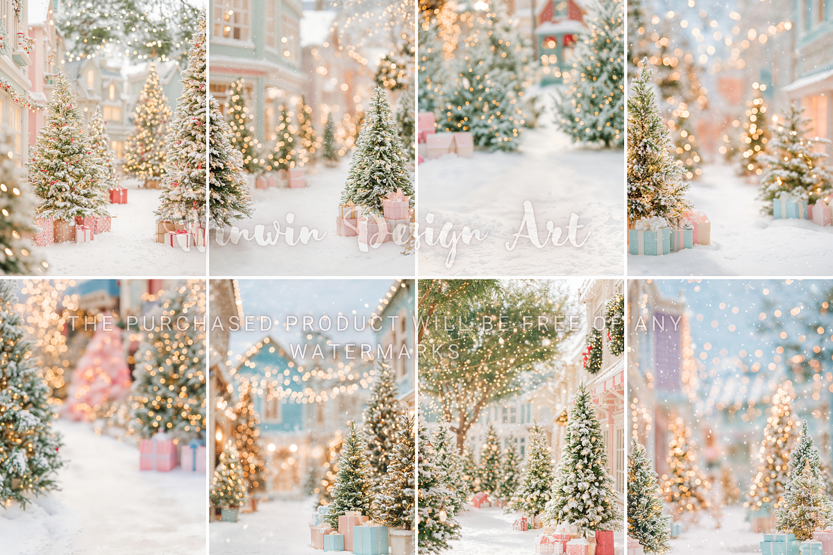 Pastel Snow Village Xmas Backdrop, a Background Photo by Winwin Design Art (Photo 7 of 8)