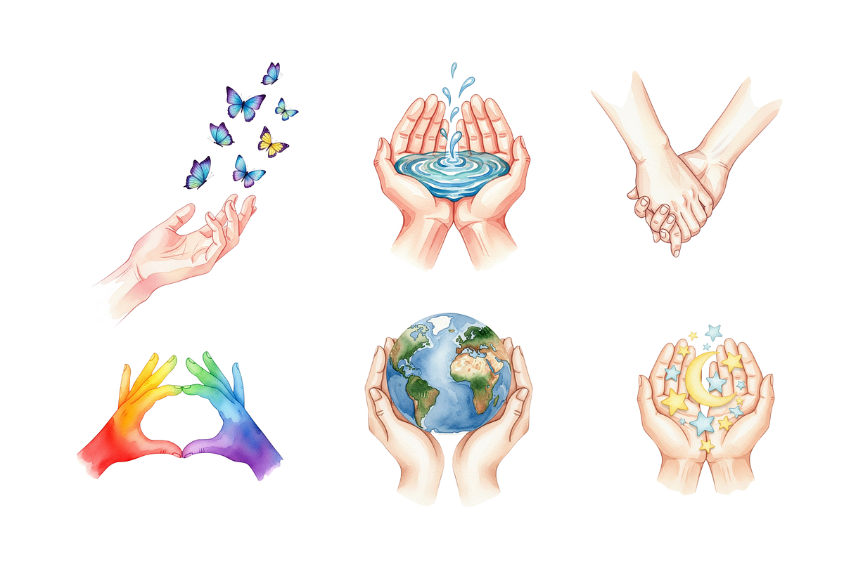 Watercolor Hands Clipart, a Decorative Illustration by BerryPieArt (Photo 2 of 4)