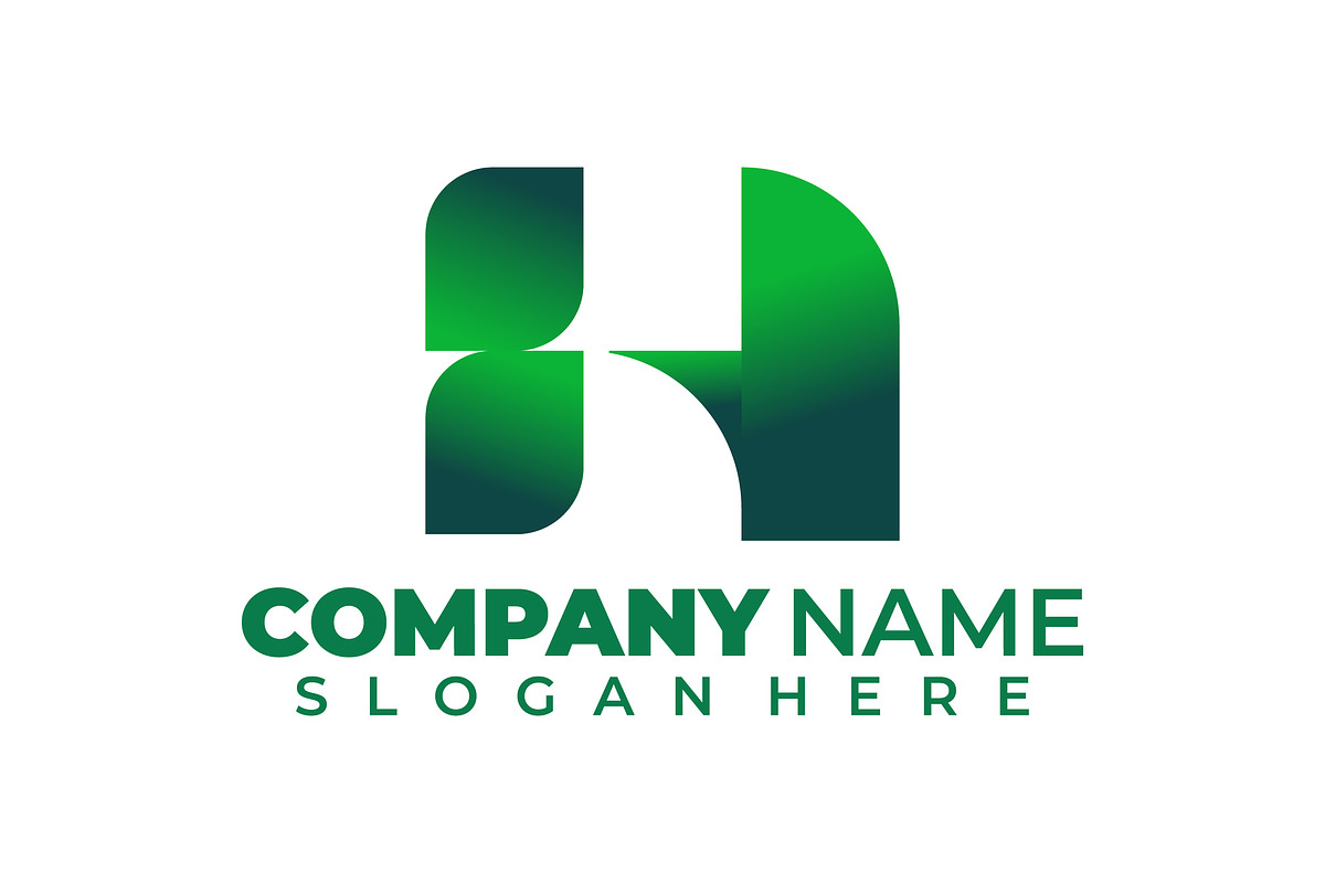 green and blue letter h logo design, a Branding & Logo Template by RAHMAT