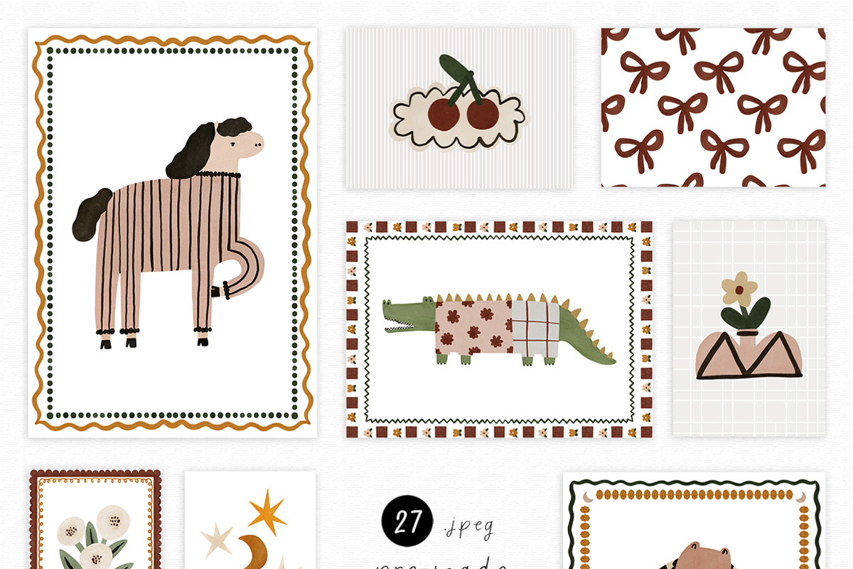 GOUASHE NURSERY hand-drawn set, an Animal Illustration by erasovas (Photo 4 of 14)