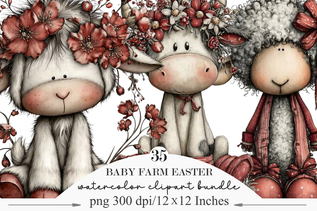 Whimsical Baby Farm Easter Clipart, an Illustration by Designking (Photo 1 of 5)