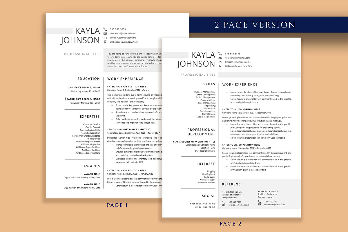 Professional Resume Template Word, a Resume Template by VictoriousVita (Photo 3 of 8)