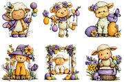 Whimsical Easter Sheep Clipart, an Illustration by Dream Creation (Thumbnail 3 of 6)