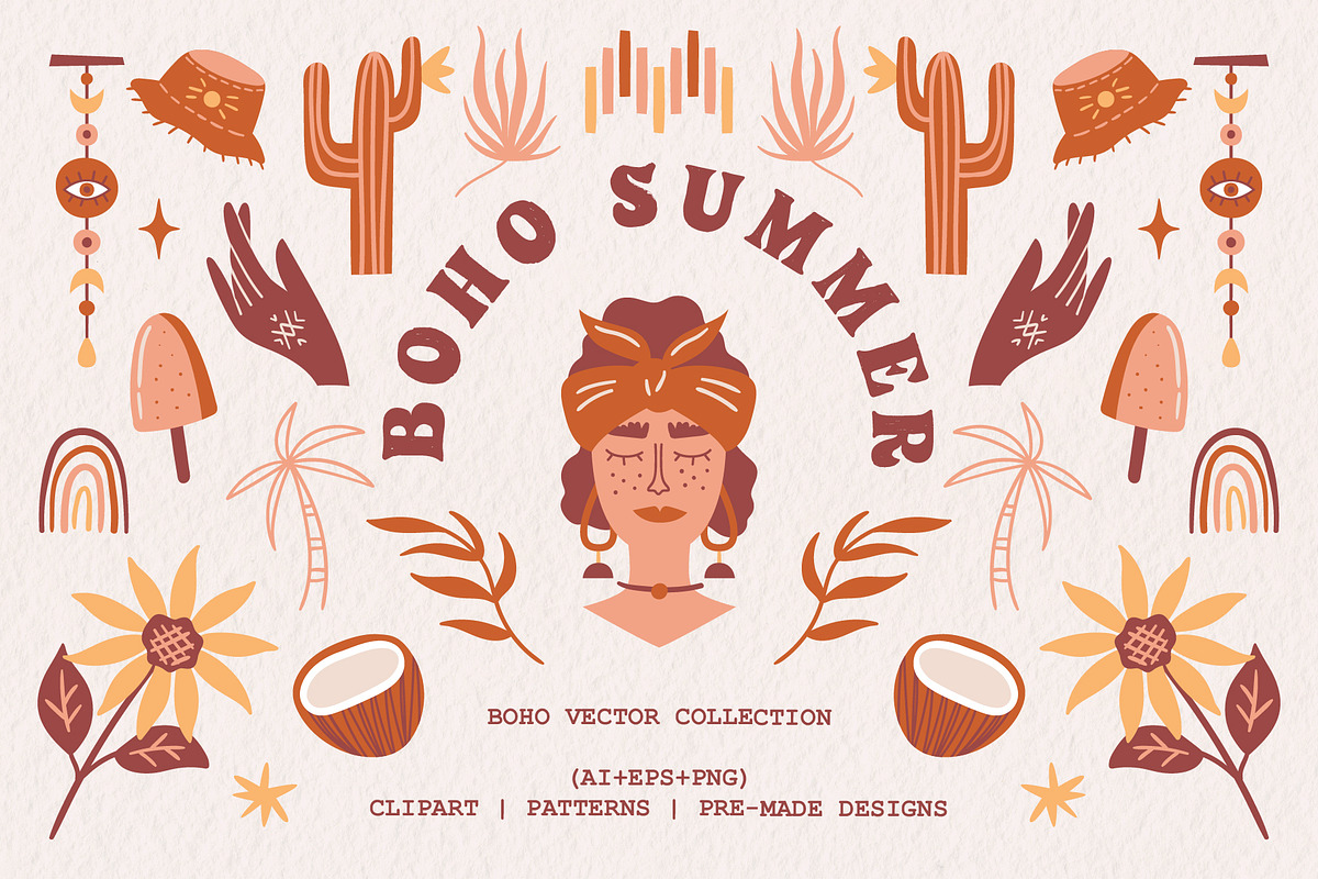 Boho Summer | Vector collection, a Decorative Illustration by katieromanoff_art (Photo 1 of 11)