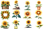 Watercolor Summer Sunflower Clipart, an Illustration by Designworld (Thumbnail 3 of 5)