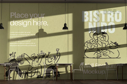 Restaurant Wall Mockup, an Advertising Mockup by zphotographystudio