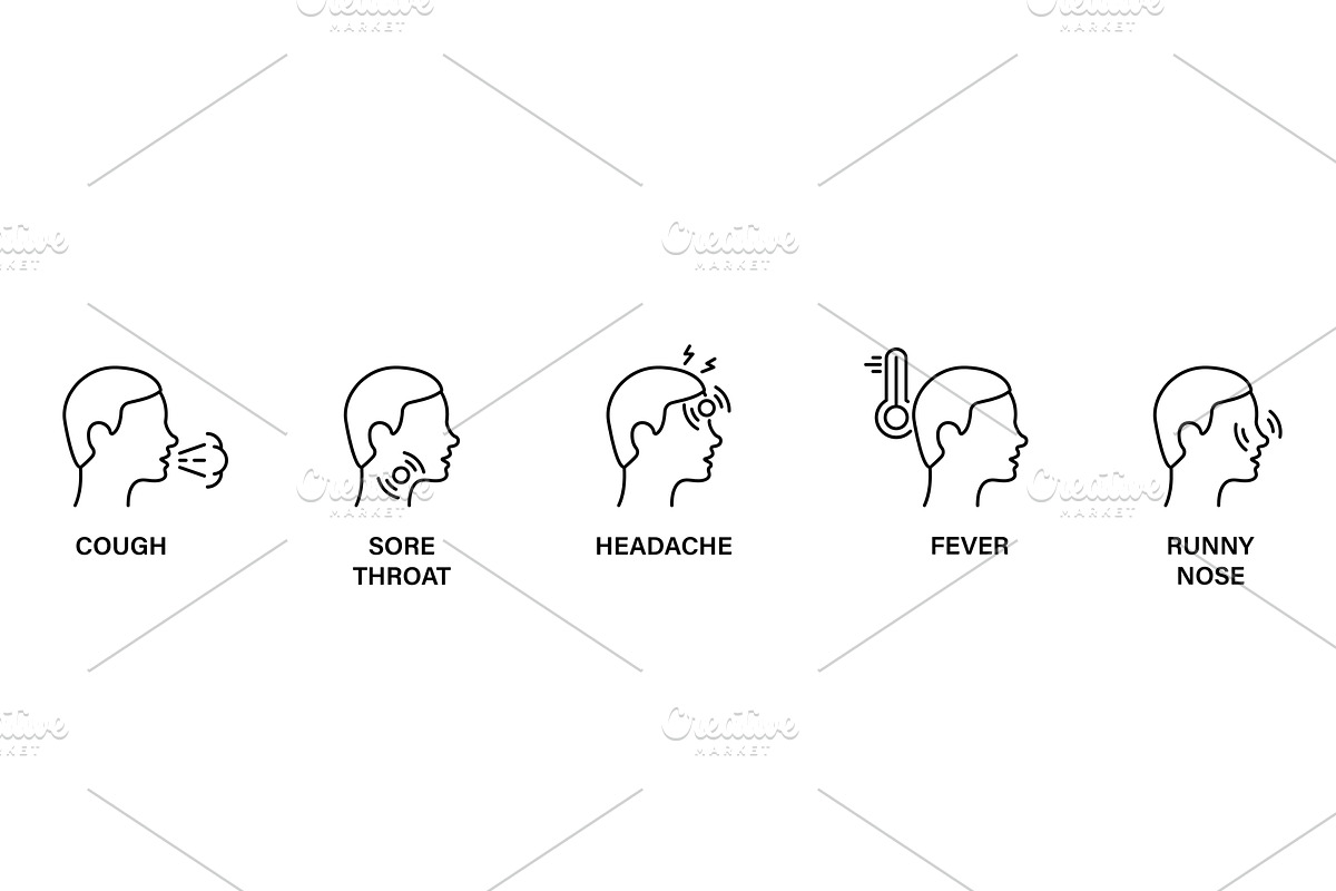 Symptoms of Virus Disease Line Icon, an Object Illustration by Vector Creator