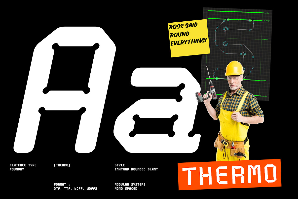 Flatface Thermo Mono, a Sans Serif Font by Flatface (Photo 12 of 16)