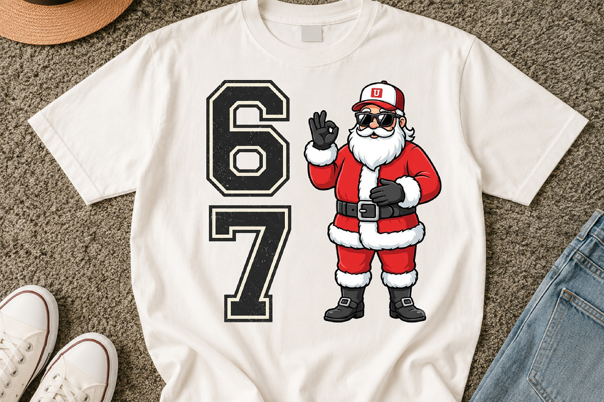 Six seven Santa Christmas PNG, a Seasonal Illustration by DreamCafeArt (Photo 4 of 7)