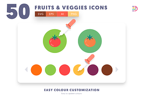 50 Fruits & Vegetable Icons