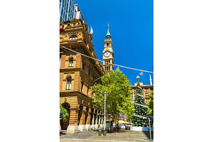 Martin Place with decorated Christmas tree in Sydney, Australia, an Architecture Photo by Leonid Andronov