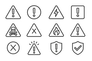 Various warning symbols in a vector, an Education Illustration by ZinetroN