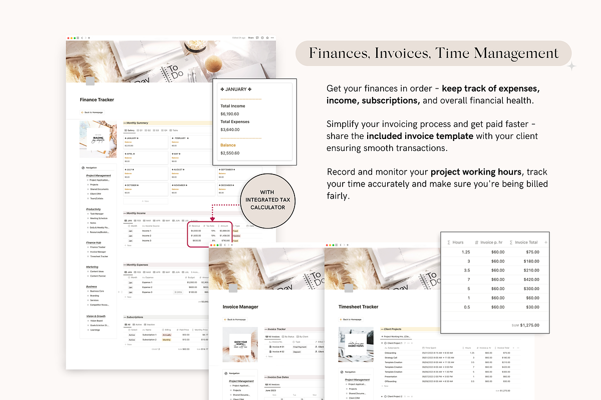 Notion Freelancer Business Planner, a Stationery Template by TheCoastlineStudio (Photo 6 of 10)