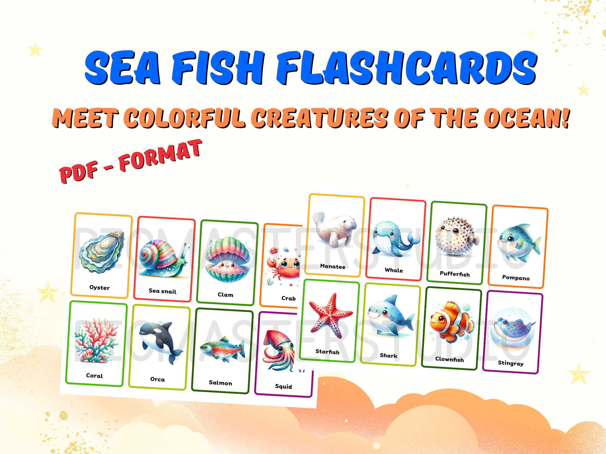 Sea Fish Flashcards for Kids: Dive i, an Animal Illustration by John_Walker