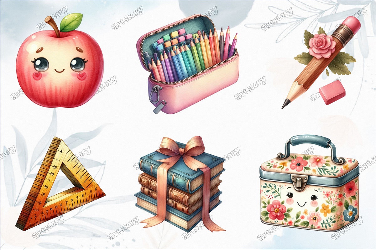 Watercolor School PNG Clipart Bundle, a Graphic by designcity5 (Photo 3 of 5)