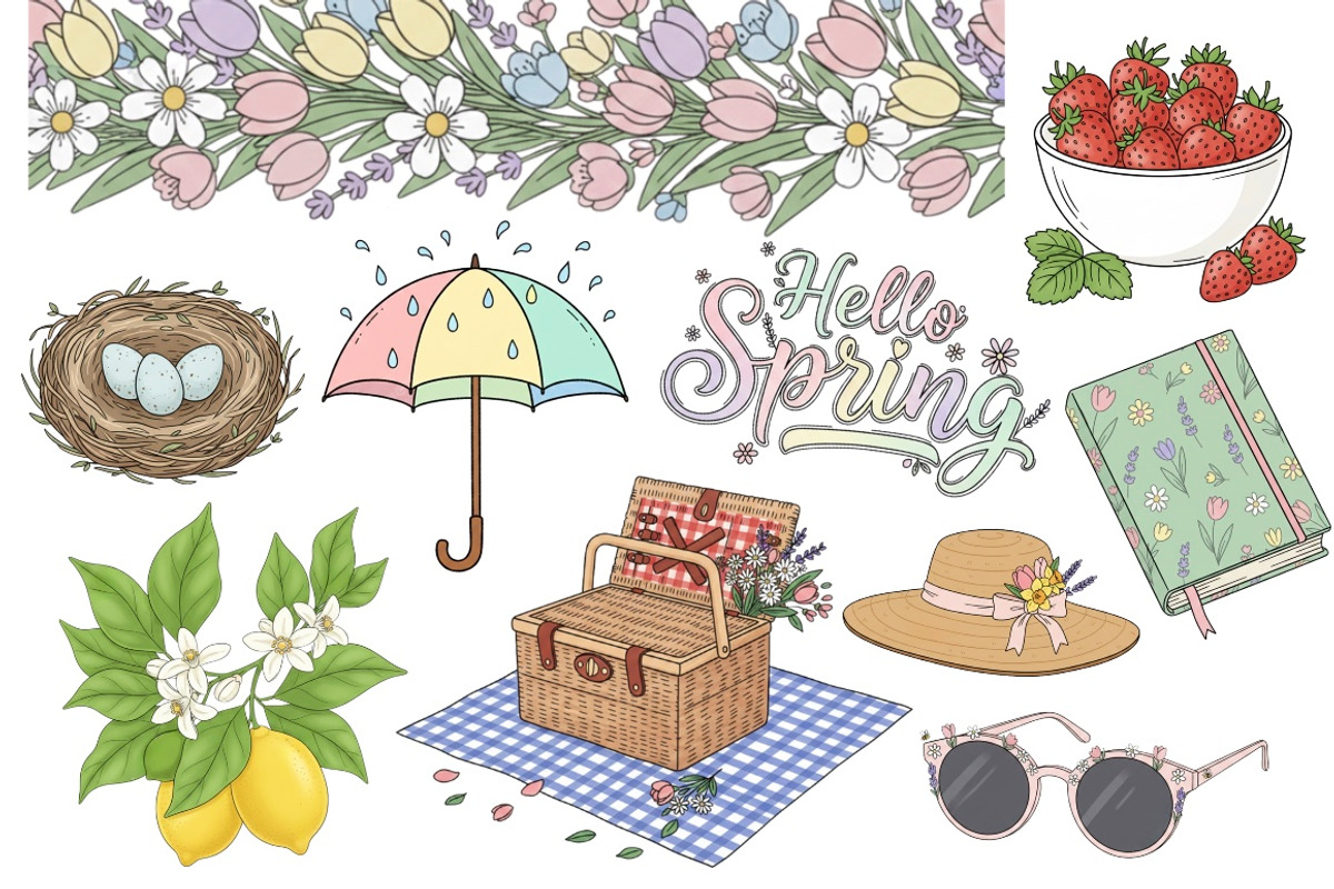 Hello Spring Easter Png Clipart, a Seasonal Illustration by Tanya Kart (Photo 4 of 9)