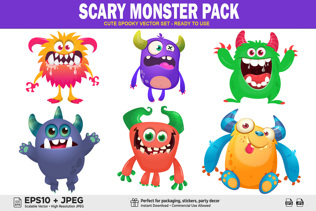 Jelly Jigglers - 6 Cute Monsters, a Decorative Illustration by D R A W K M A N (Photo 1 of 9)
