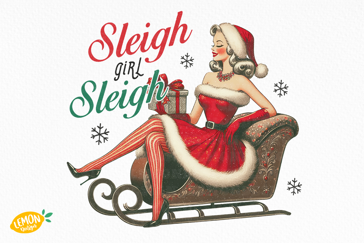 Retro Girl Christmas Sublimation, a Seasonal Illustration by LemonDesign (Photo 6 of 14)