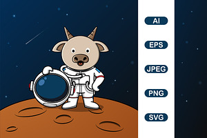 Cute Goat Astronaut