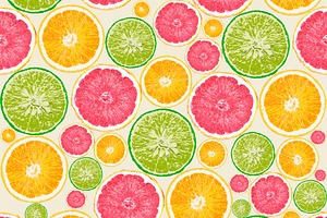 Citrus Fruits Seamless Pattern