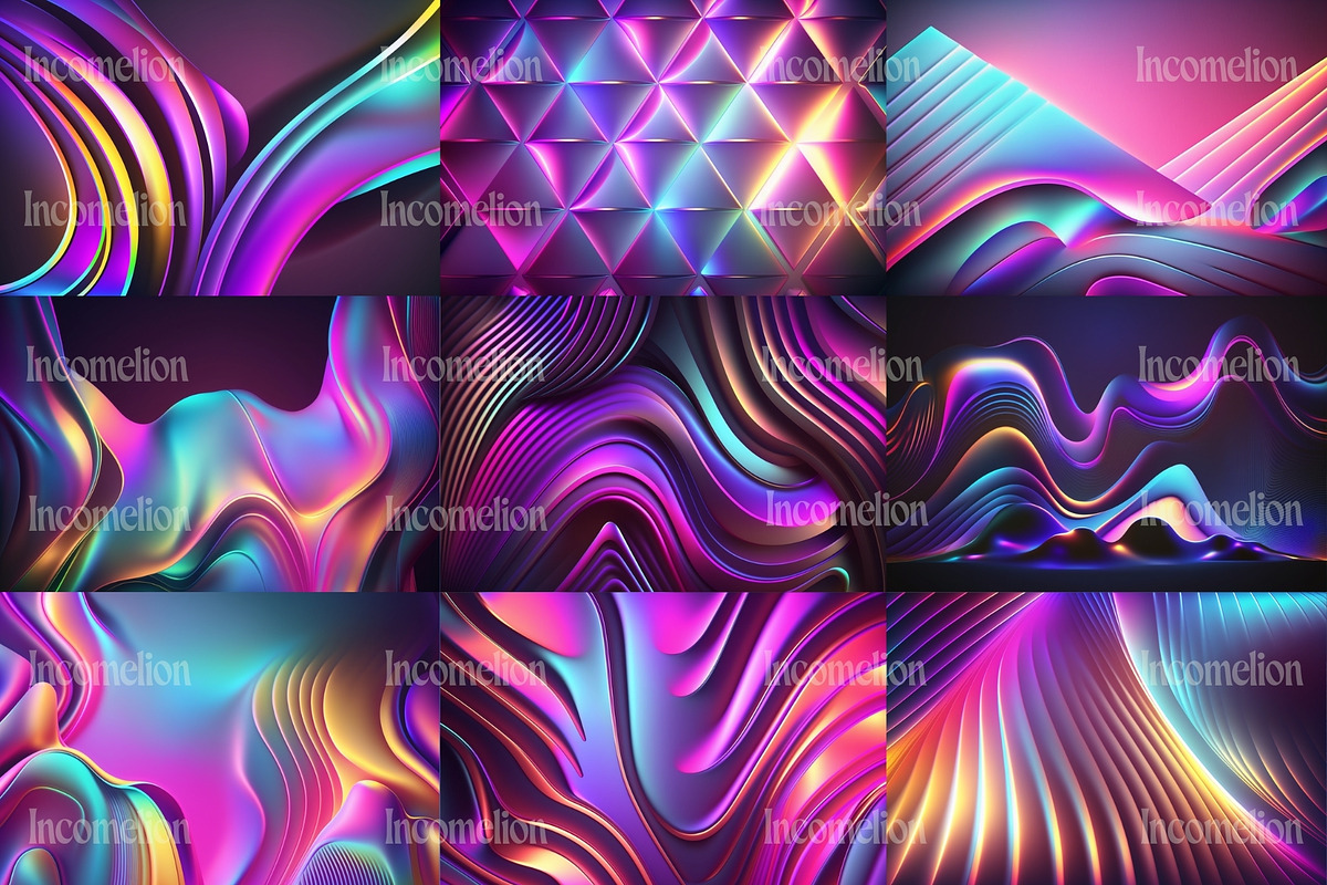 25 Holographic Neon Backgrounds, a Wallpaper Graphic by Incomelion (Photo 6 of 11)