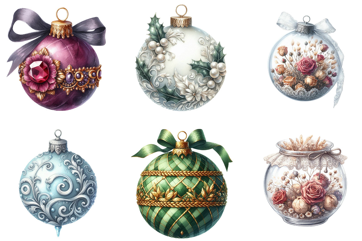 Victorian Christmas Balls Clipart, an Illustration by DreamArtGraphic (Photo 5 of 6)