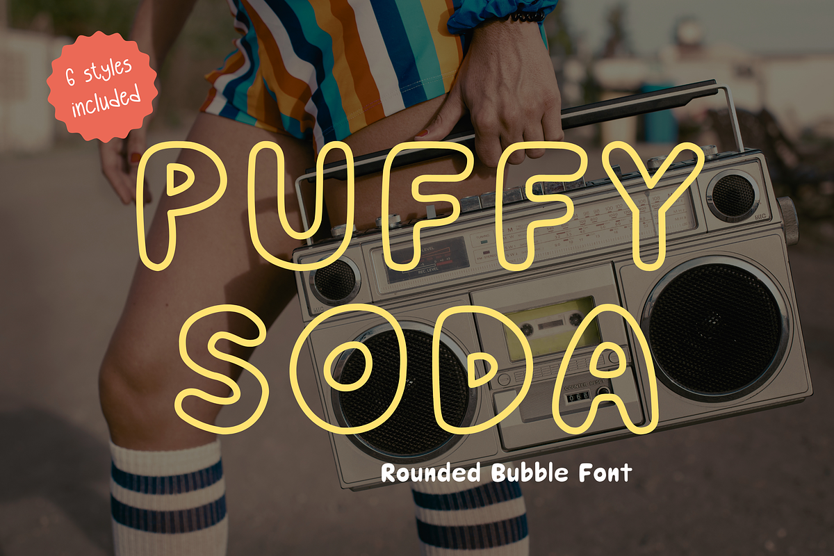 Retro rounded bubble font-Puffy Soda, a Handwritten Font by ZoloDesignHub (Photo 1 of 11)