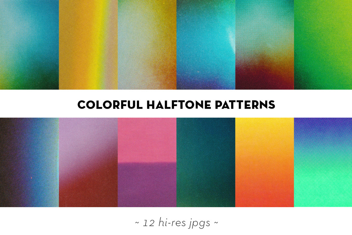 Colorful halftone textures set