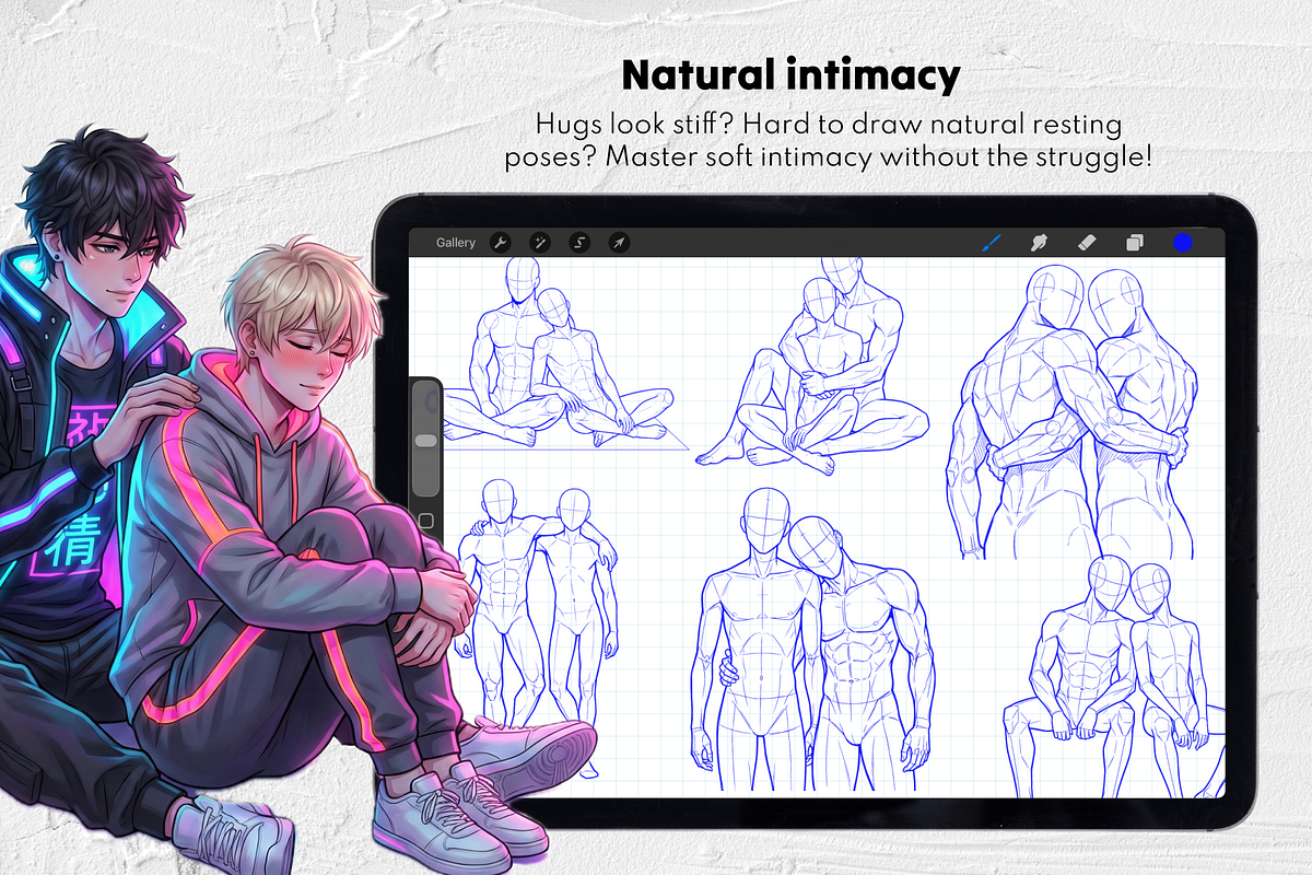 200+ BL Couple Poses Procreate Stamp, a Brush Add-On by Selentaori Studio (Photo 6 of 11)