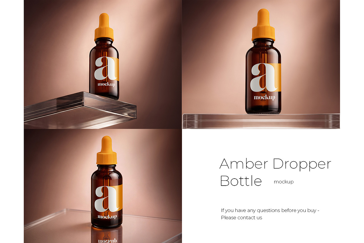 Amber Dropper Bottle Mockup Set, a Packaging Mockup by Country4k (Photo 4 of 4)