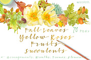 0406 Roses&Succulents&Fall Leaves, a Work Illustration by watercolorwild.graphics (Thumbnail 1 of 10)