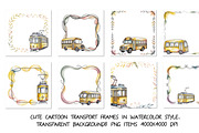 Cute cartoon transport frames, a Transportation Illustration by SketchArtStudio (Thumbnail 2 of 3)