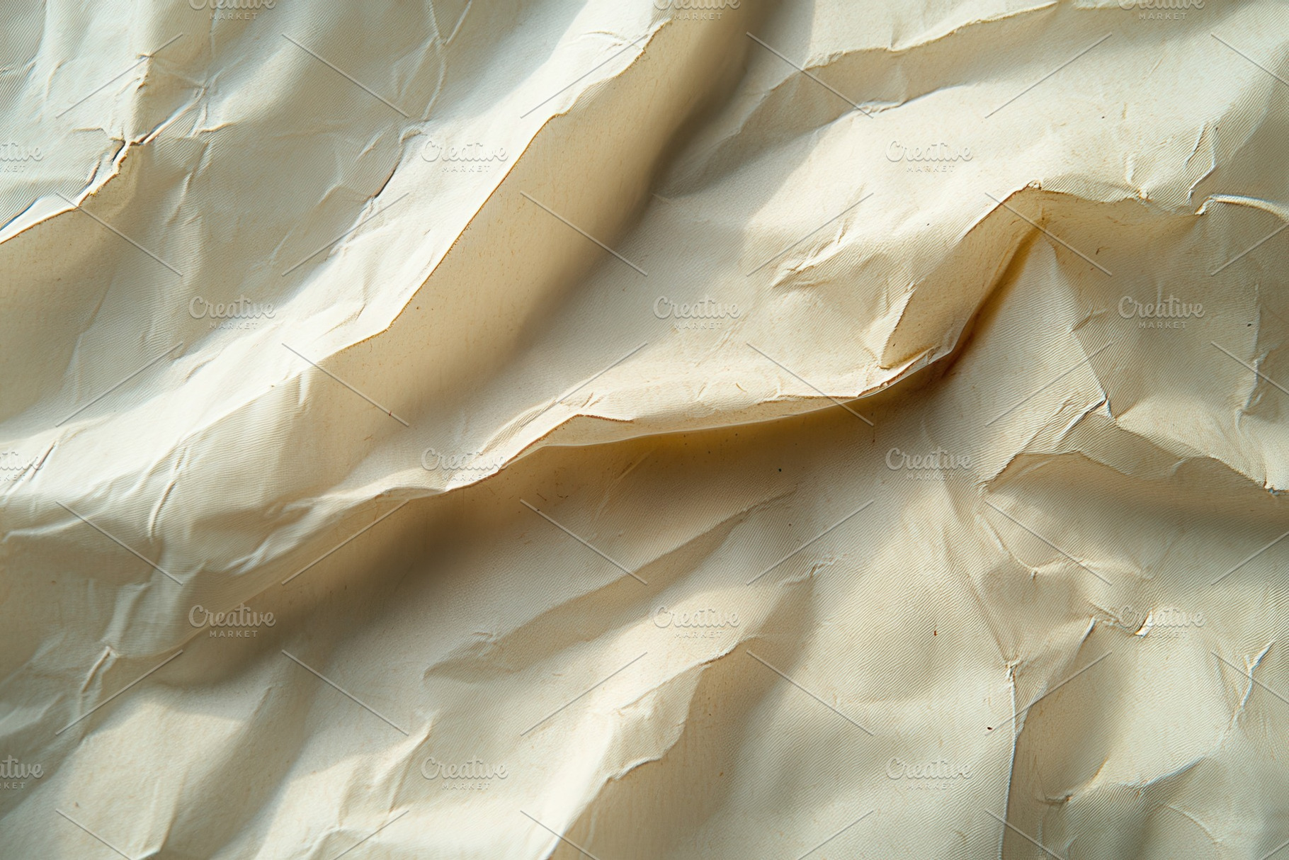 Crumpled Beige Paper Texture Backgro, a Photo by Pixeness Studio