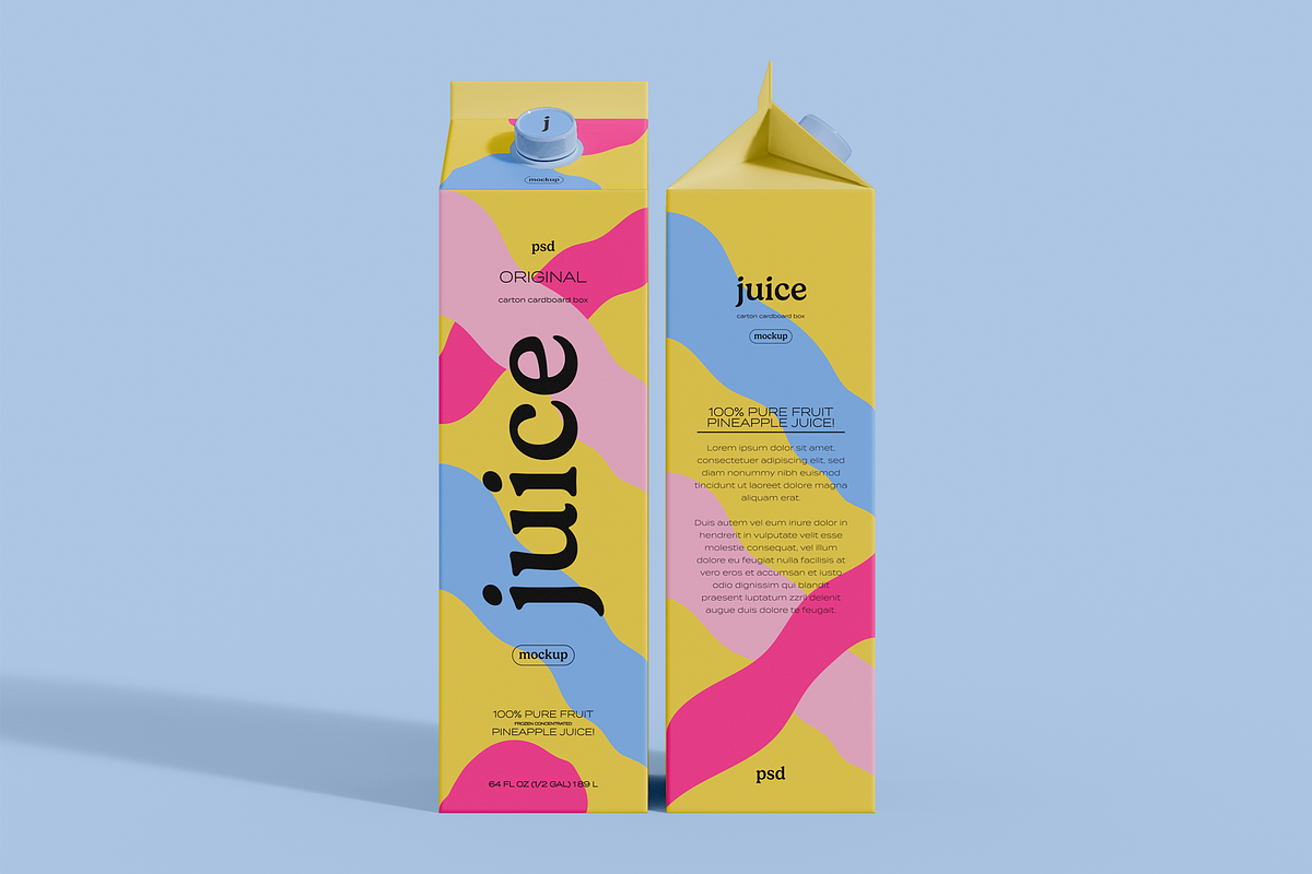 Two Juice Carton Boxes Mockup, an Advertising Mockup by Hubzway (Photo 2 of 2)