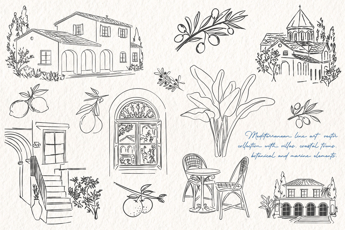 Mediterranean Line Art Collection, a Decorative Illustration by Mio Buono (Photo 5 of 15)